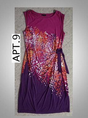 APT9 pink purple flower dress size medium
